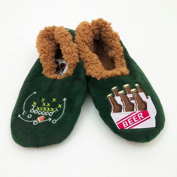 NWT Snoozies Men's Football & Beer Small 7/8 Drab Green - Picture 1 of 6